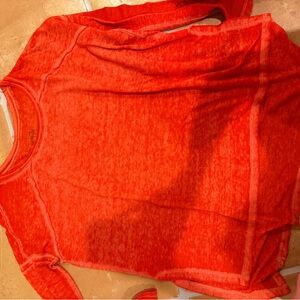 Free People Bright Red Scoop Neck Sweater